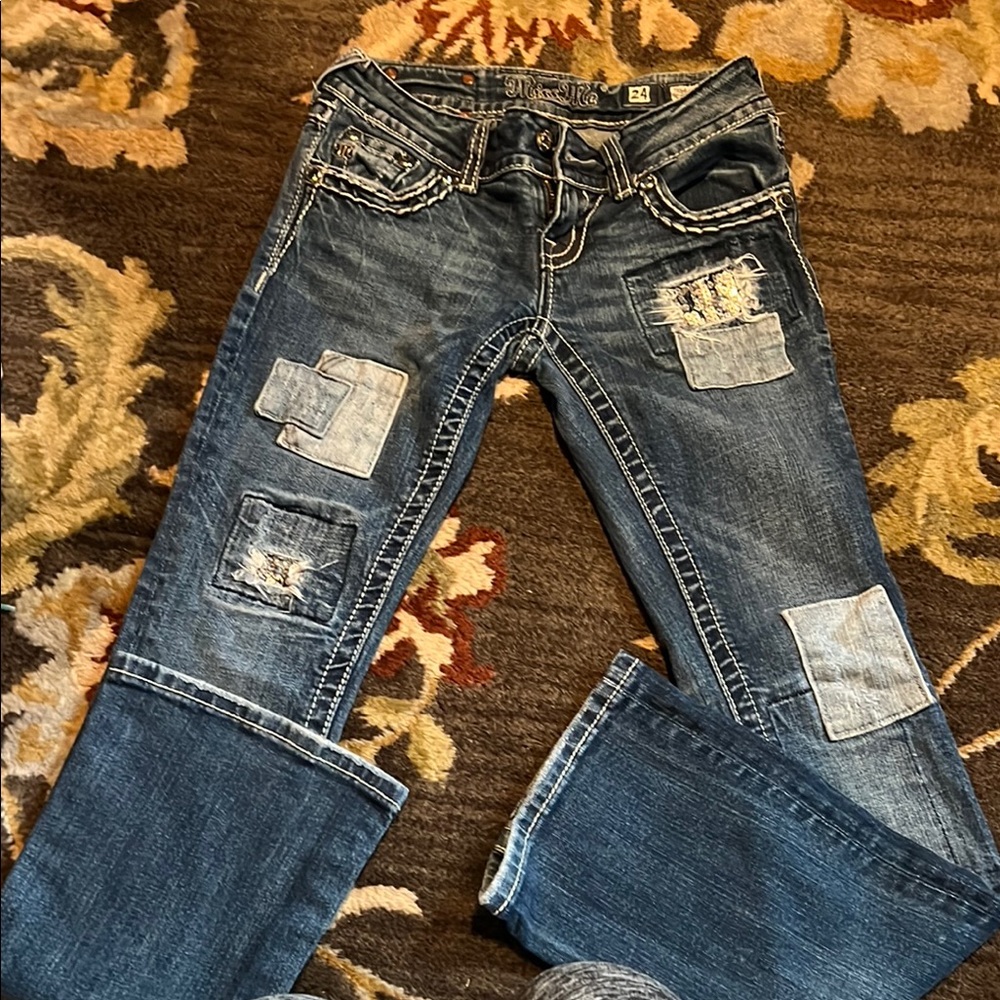 Ed Hardy Distressed Patchwork Jeans - image 1